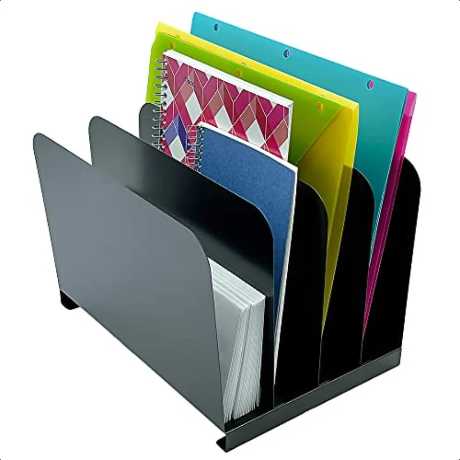

Huron Vertical 4 Slot Steel Desk Organizer Sorter Black