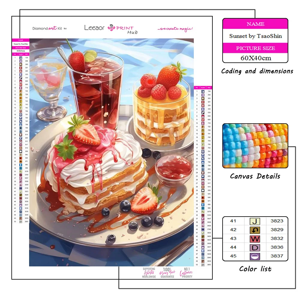 Diamond Painting Cake Dessert Full Diamond Mosaic Embroidery Cross Stitch Kits Home Decoration Food Art Gift pintura de diamante