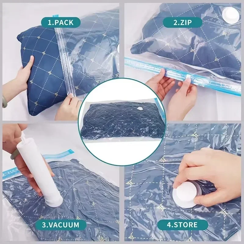 1-20PCS Transparent Clothing Vacuum Storage Bag Folding Quilt Clothes Storage Bag Travel Space Saving Vacuum Storage Bag
