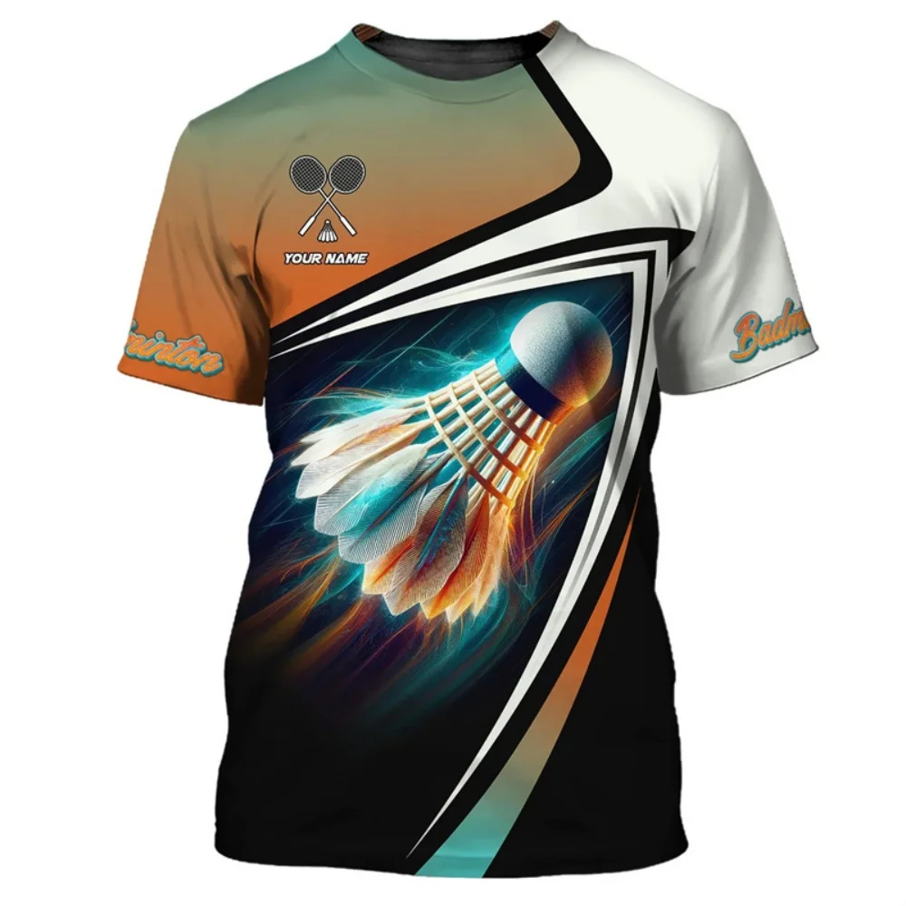 

Fashion Badminton Pattern T Shirt Men Kids Summer Sports Short Sleeve Tops 3D Printed Tee Shirts Tracksuit Round Neck T-shirt