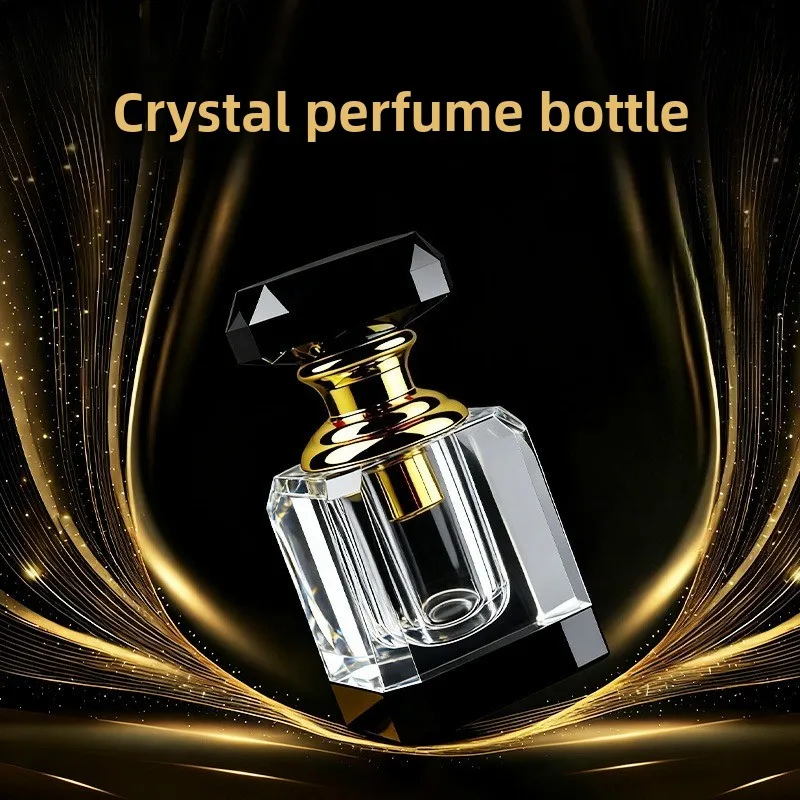 Travel Sized Black Crystal Essential Oil Vial Portable Cosmetic Serum Refill Storage Bottle