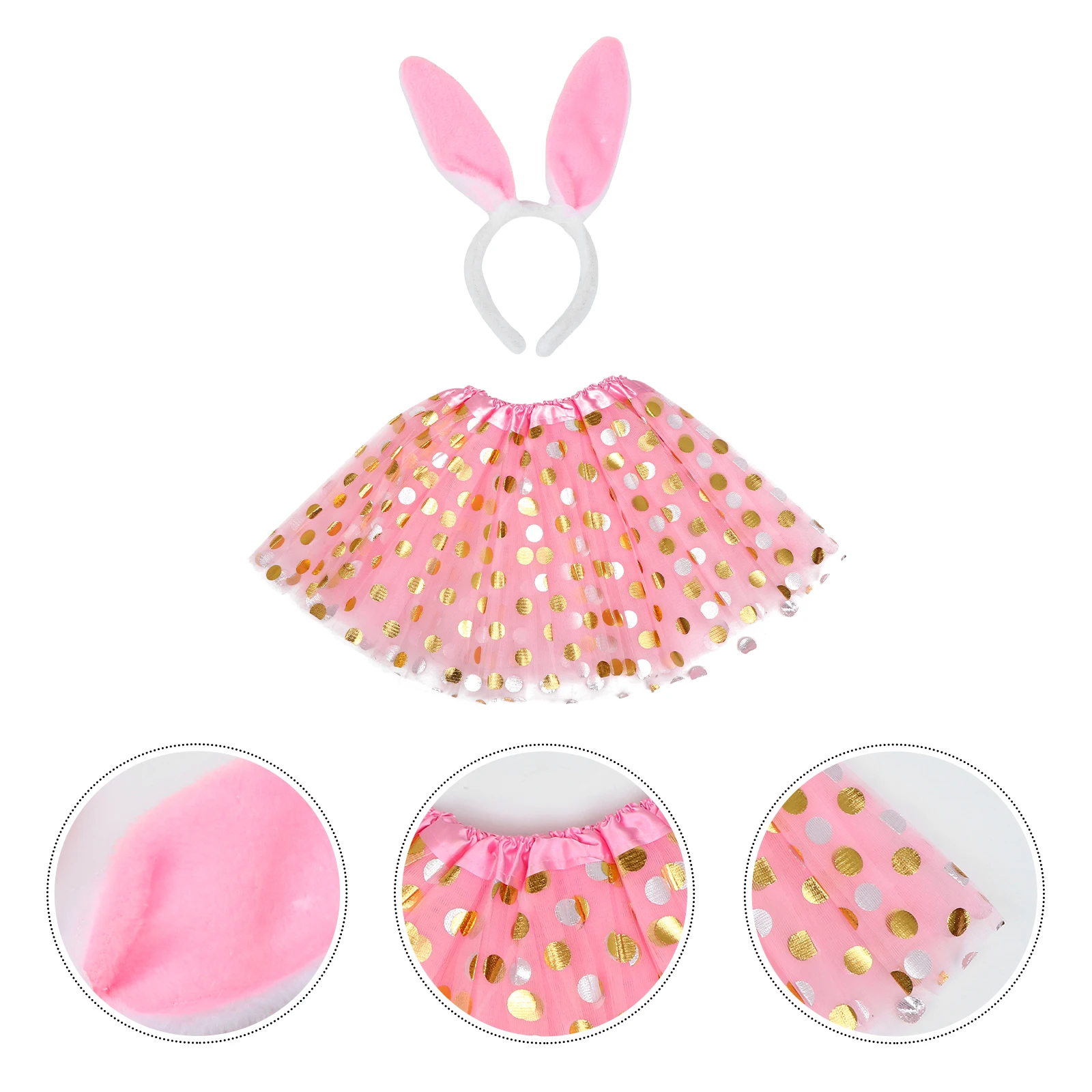 

1 Set Rabbit Headband Skirt Suit Easter Costume Party Cosplay Outfit For Girls Comfortable Acetate Fiber Festival Uniform Mesh