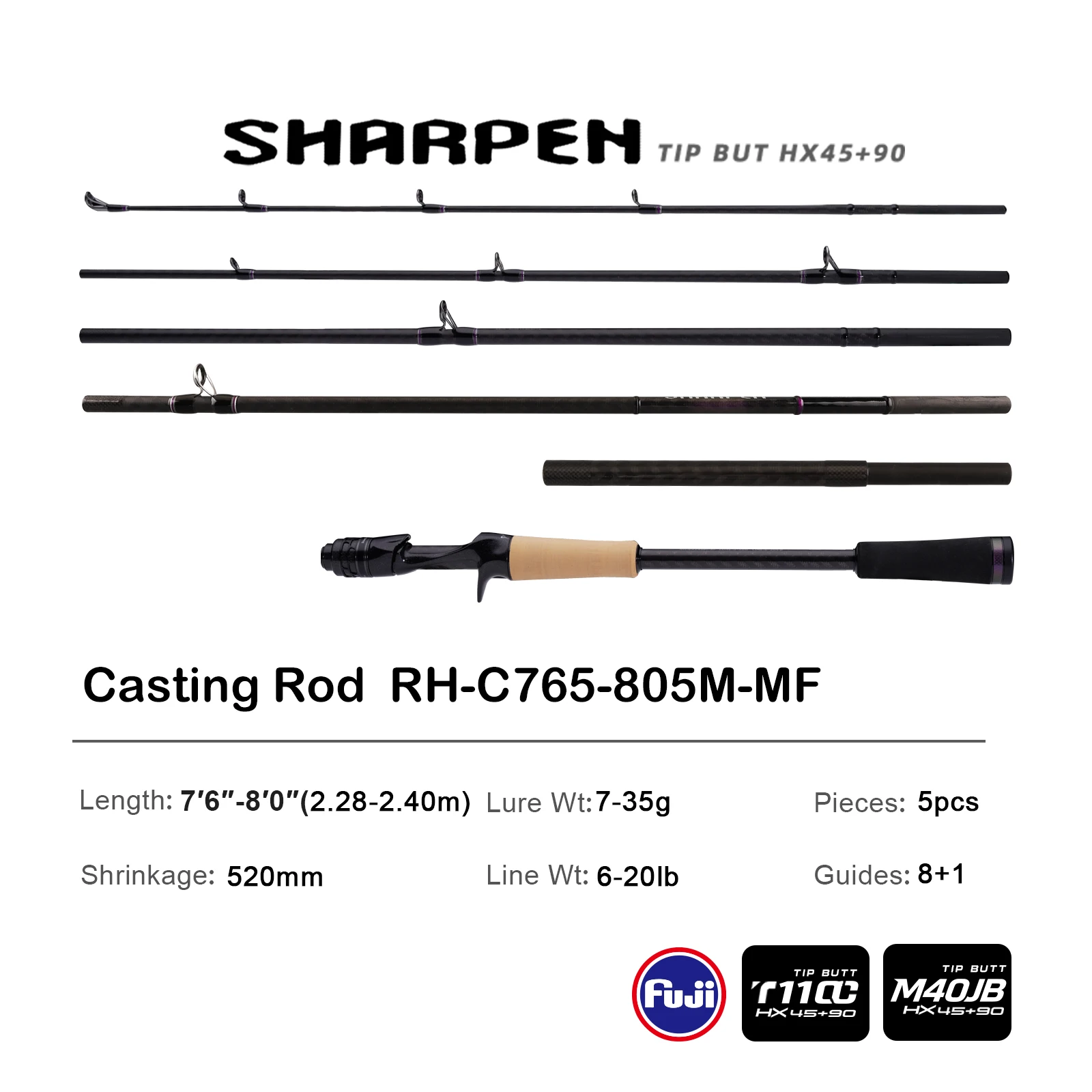 ロッド SHARPEN Casting Rod RH-C765-805M-MF PURELURE ソフトルアー用スピニング竿 XF/MF