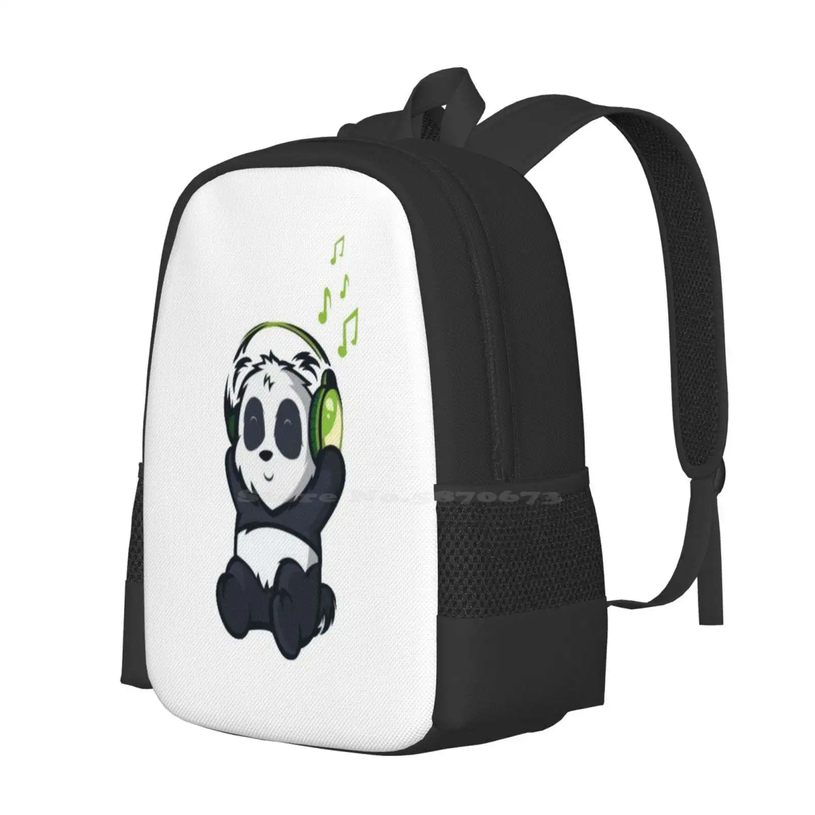 Music Panda Pattern Design Laptop Travel School Bags Snack Panda Bear Kids Boy Girl Meditation Sleep Funny Workout Motivation