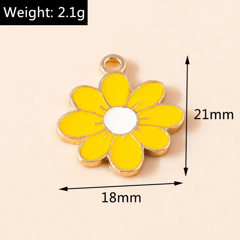 10pcs 19*21mm Enamel Daisy Flower Charms for Necklace Pendant Earring DIY Colorful Mini Charms Handmade Jewelry Finding Making