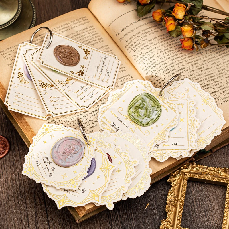 10Pcs/Pack Retro Irregular Wax Seal Collection Cards Exquisite Gold Foil Craft Student Journal Diary Decor Special
