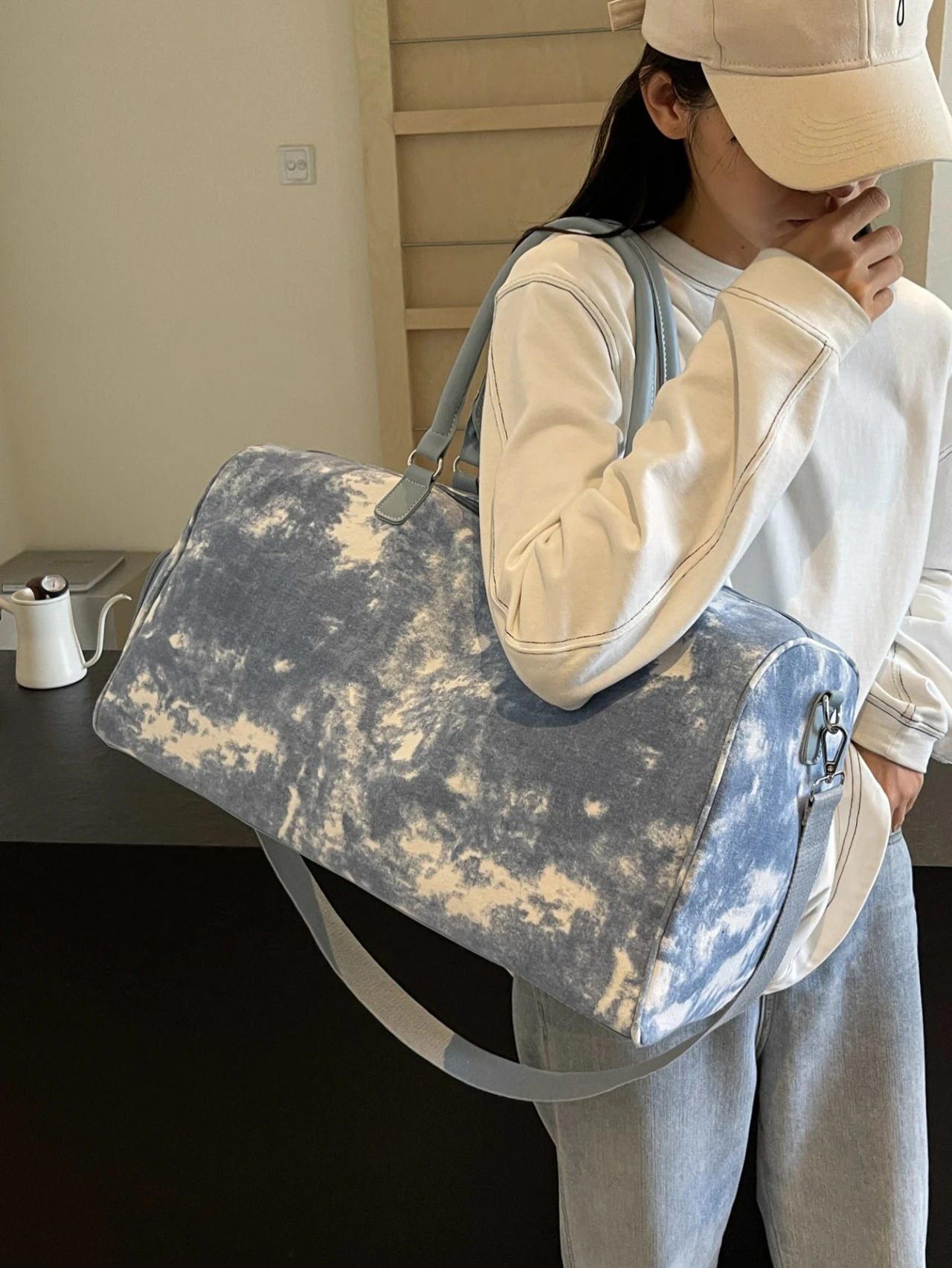 Fashion Canvas Tie-dye Women\'s Travel Bag Luxury Designer Boston Bag Large capacity shoulder crossbody bag with shoe compartment