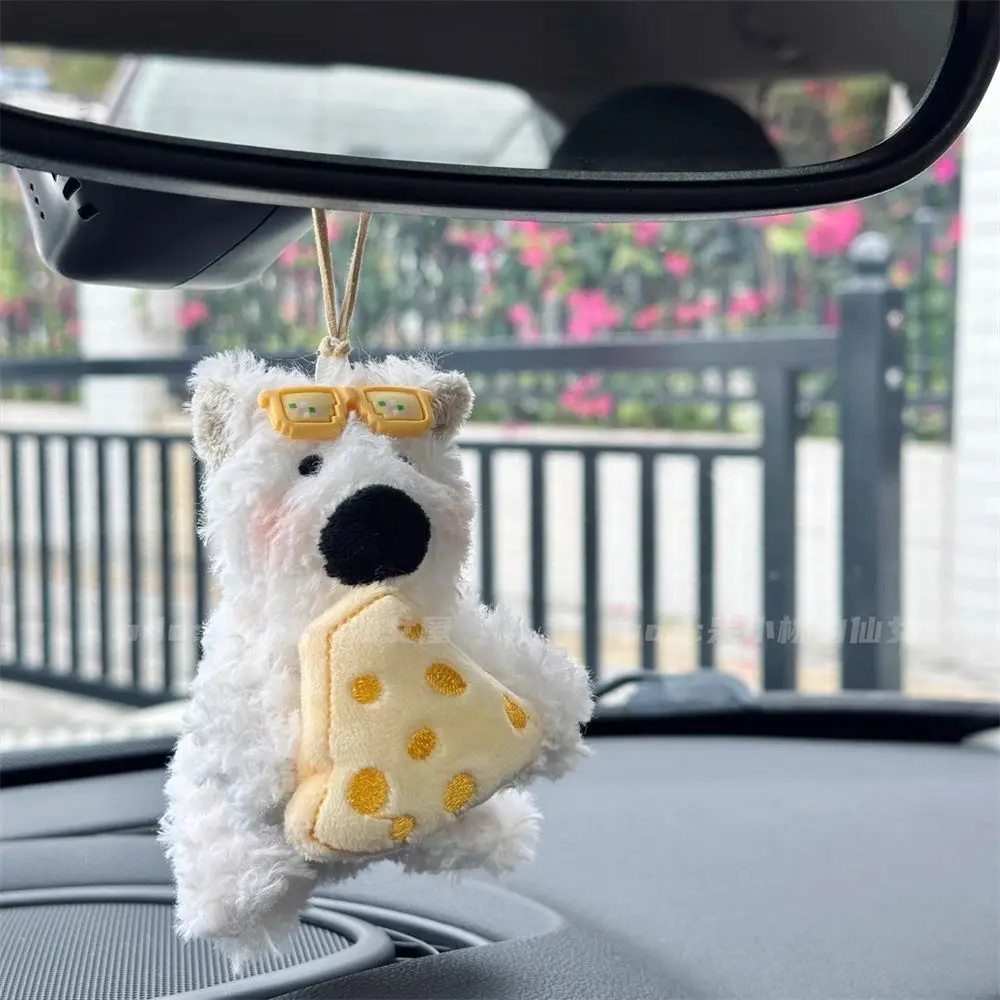 New super cute cheese, West Highland plush car ornaments ins Fenghuai Barrel decoration for car use for girls giving gifts