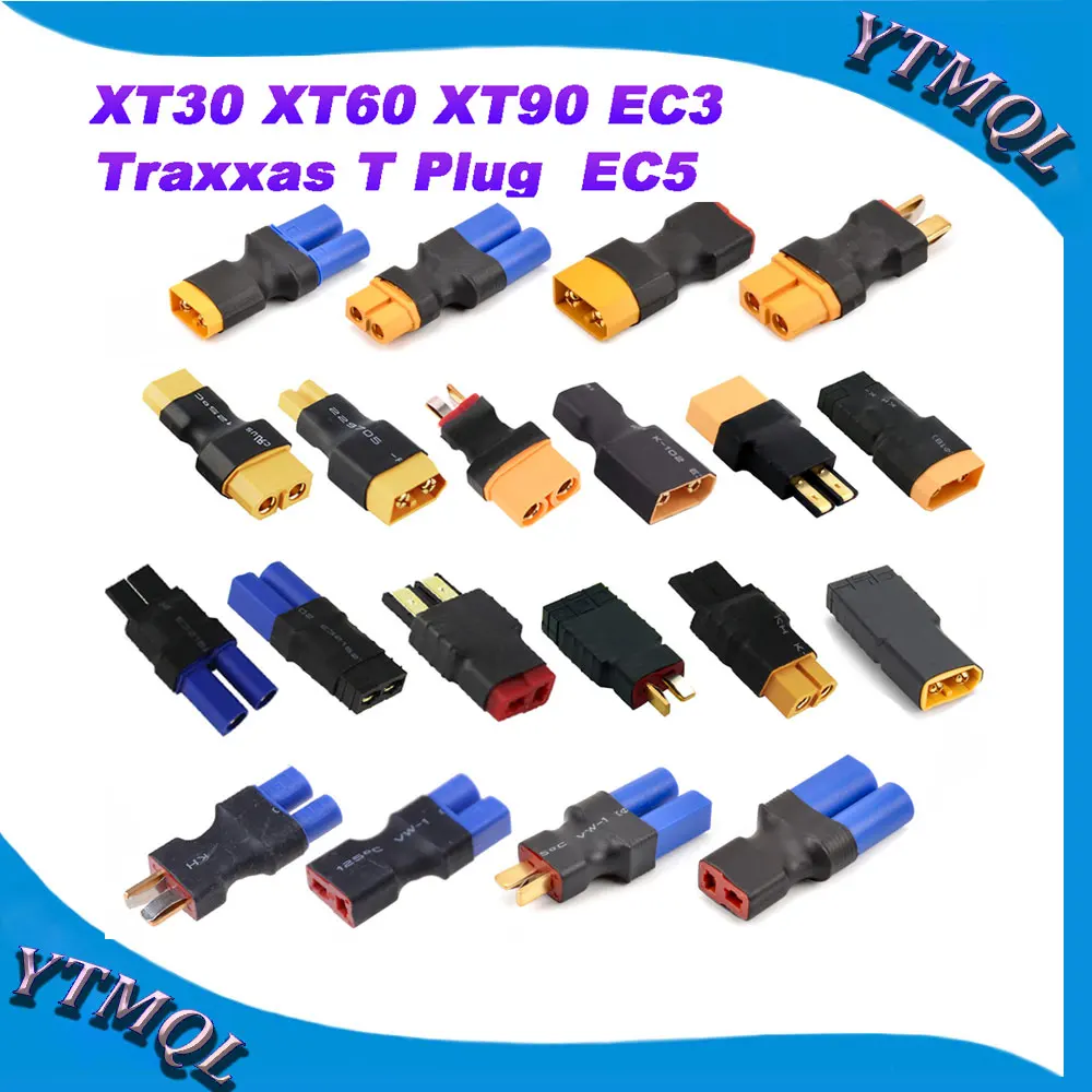 1Pcs Adapter XT30 XT60 XT90 TRX T Plug Deans EC5 EC3 Female to Male Connectors Plug RC Lipo Battery Control Parts DIY