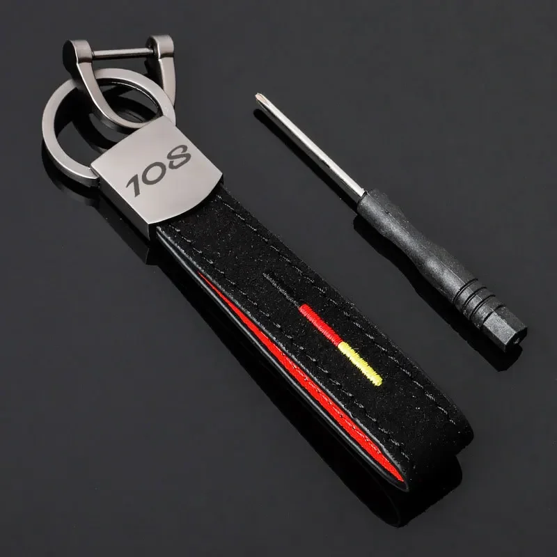 Suede Keyrings Metal Buckle Key Chain Holder Decoration for Peugeot 108 Logo 2008 3008 4008 508 406 407 408 206 207 208 301