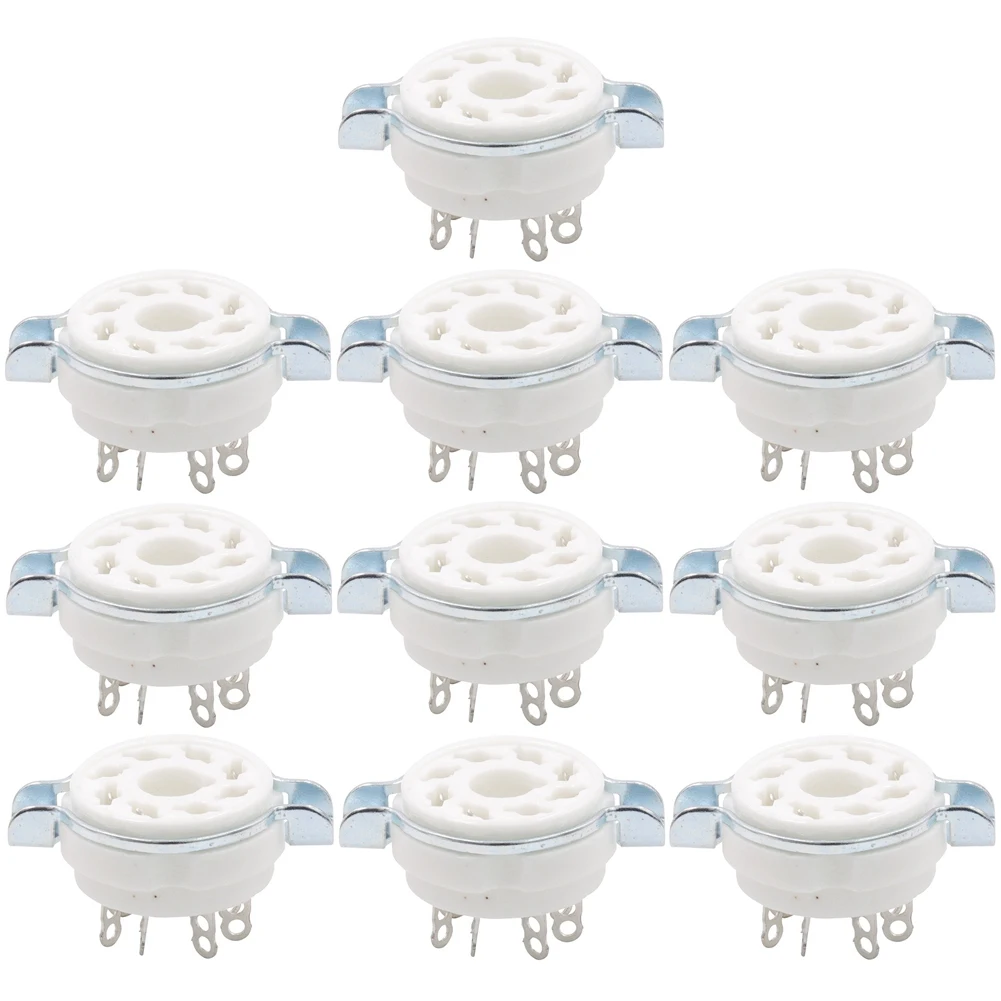 SCLS 10PCS Chassis Mount 8 Pin K8A Octal Ceramic Tube Sockets for KT88 KT66 6SN7 5AR4 GZ34 5881 6V6 5U4G 6550 6J7 GZC8-1
