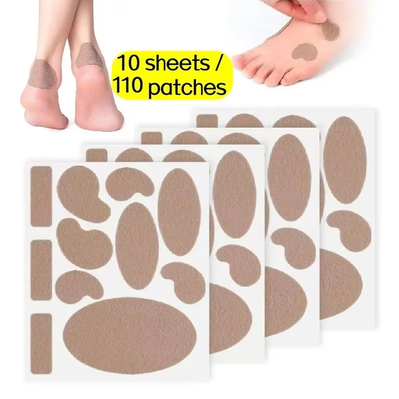 110 Adhesive Foot Protection Patches, Multifunctional Anti-Friction Patches Made of Polar Fleece, Suitable for Corns and Blisters — Soft and Comfortable Sponge Patches That Won'T Stick to Shoes; Can Be Applied to the H