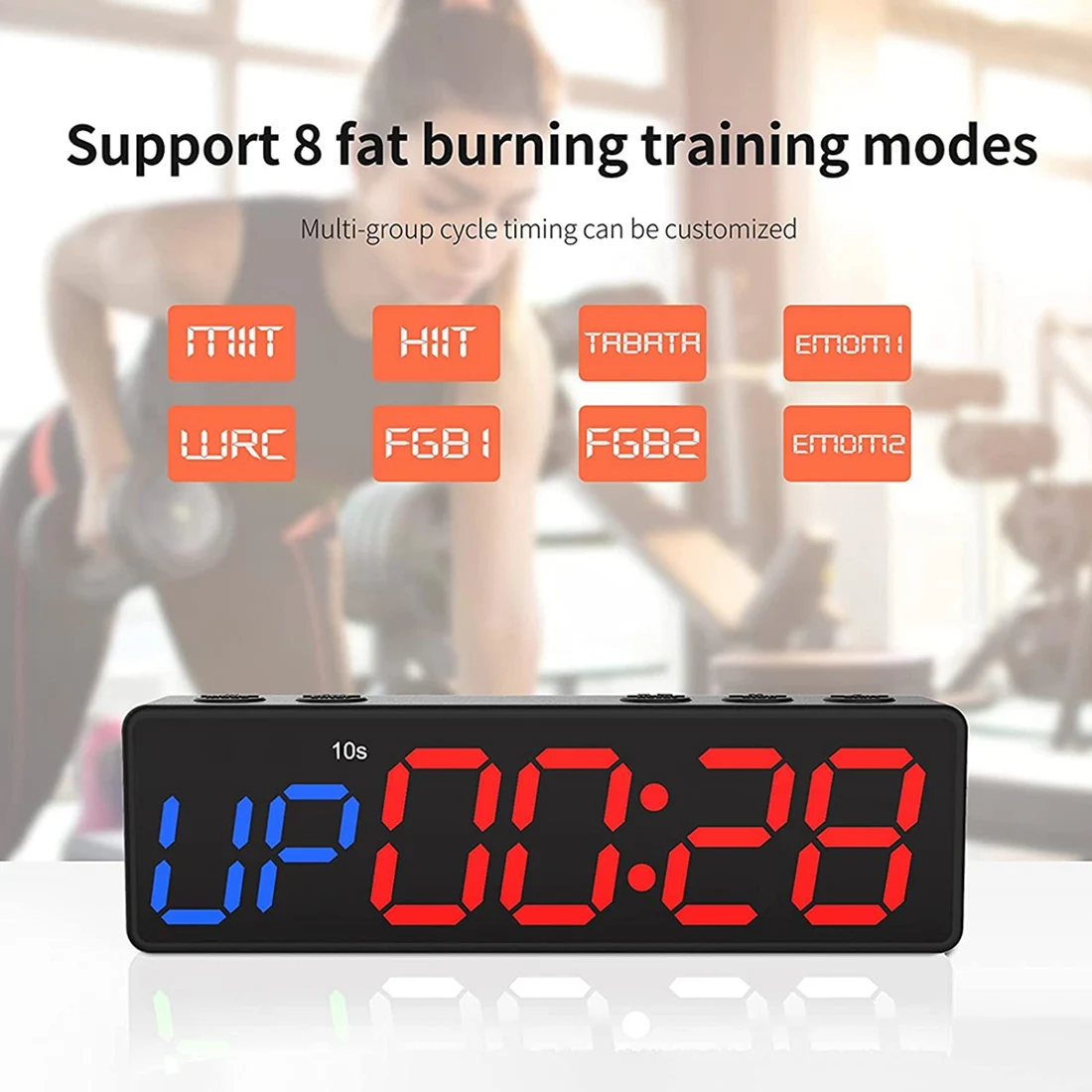 Workout Clock with Battery, Portable Mini Gym with Built-in Magnet for Home Gym, Programmable Countdown/Up