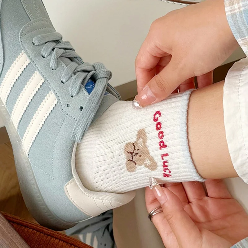 Dreamlikelin 5 Paar/Packung 2026 Neuerscheinung Damensocken Frühling Sommer, Koreanischer Stil Cartoon-Tier-Hunde-Druck Knöchelsocken – Detail 18