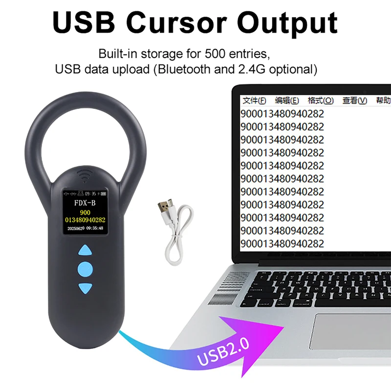 

Animal Microchip Pet Cat Dog Tag Scanner ID Reader RFID Animal Handheld Chip Reader Bluetooth USB 2.4G 134.2KHz 125kHz