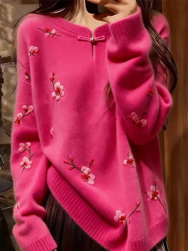 

Новый китайский женский вязаный свитер свободного кроя, удобный, мягкий, теплый, с длинными рукавами и круглым вырезом, модный зимний топ