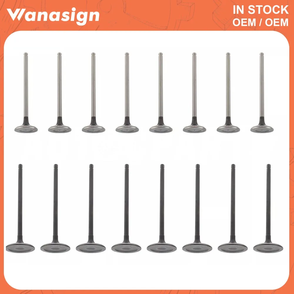 16PCS Intake & Exhaust Valve Set Fit 2.0 2.4 L L4 GAS For Hyundai Santa Fe Sonata Kia Forte Optima G4KF G4KH G4KD 2.0L 2.4L