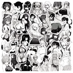 10/30/50/100pcs Anime Sexy Girl Stickers Cute Black White Waifu Decals Toy for Notebook Diary Hentai Graffiti PVC Adults Sticker