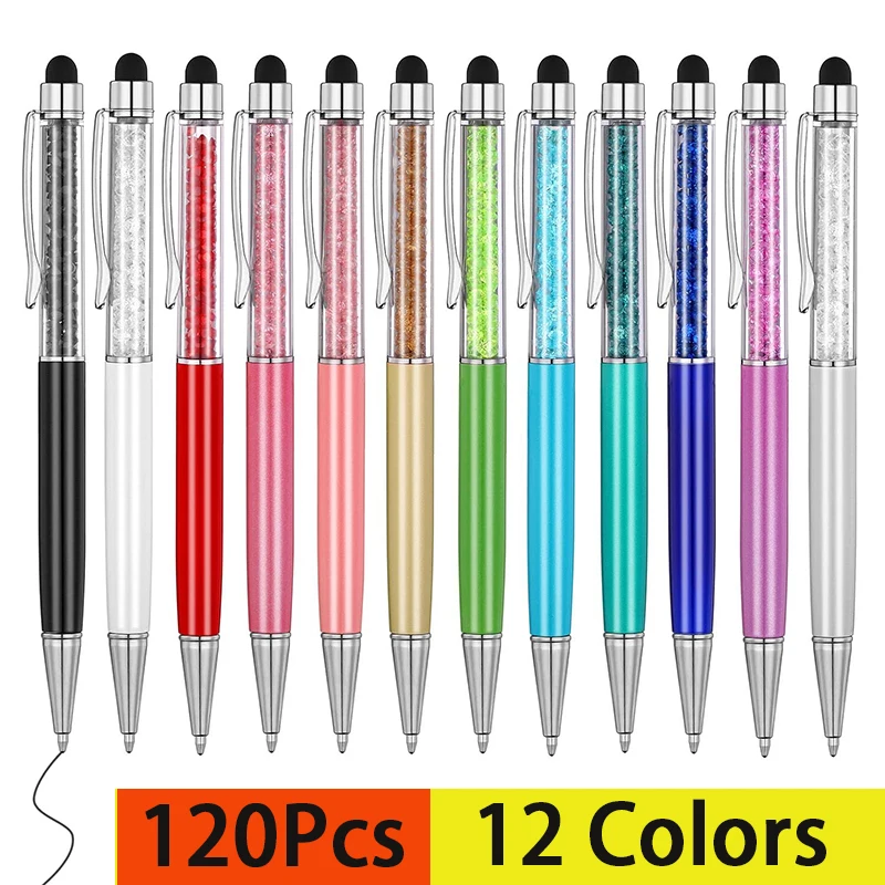 

120pcs Ball Pen Metal Crystal Ballpoint Pen Stylus Pen