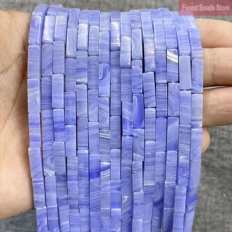 Natural Stone Beads Purple Striped Stone Square Tube Spacer Loose Beads for Jewelry Making Diy Bracelet Necklace 15'' 13x4mm