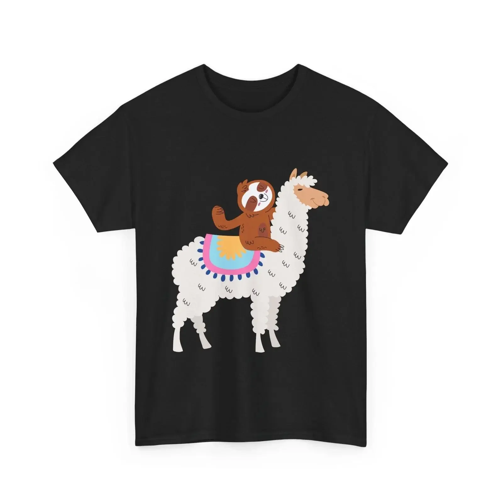 Llama with Sloth T Shirt Animals Lovers Cute vintage Washed streetwear Stylish Soft homme Slightly Versatile Casual