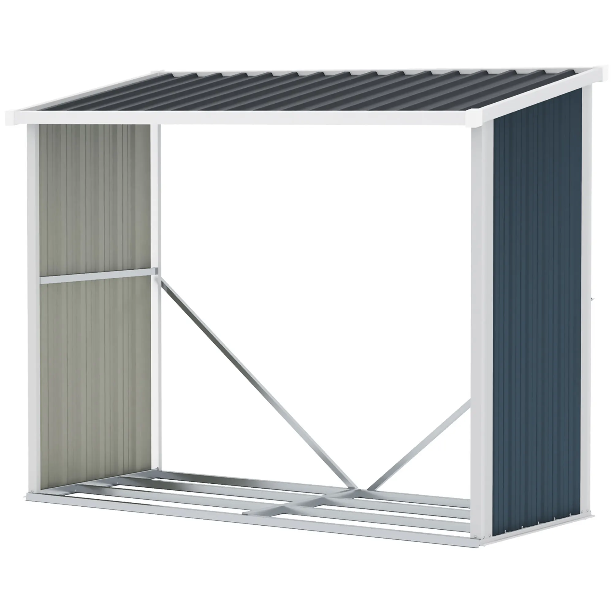 Outsunny Garden Firewood shed galvanized steel 185x84x133,5/148,5 cm