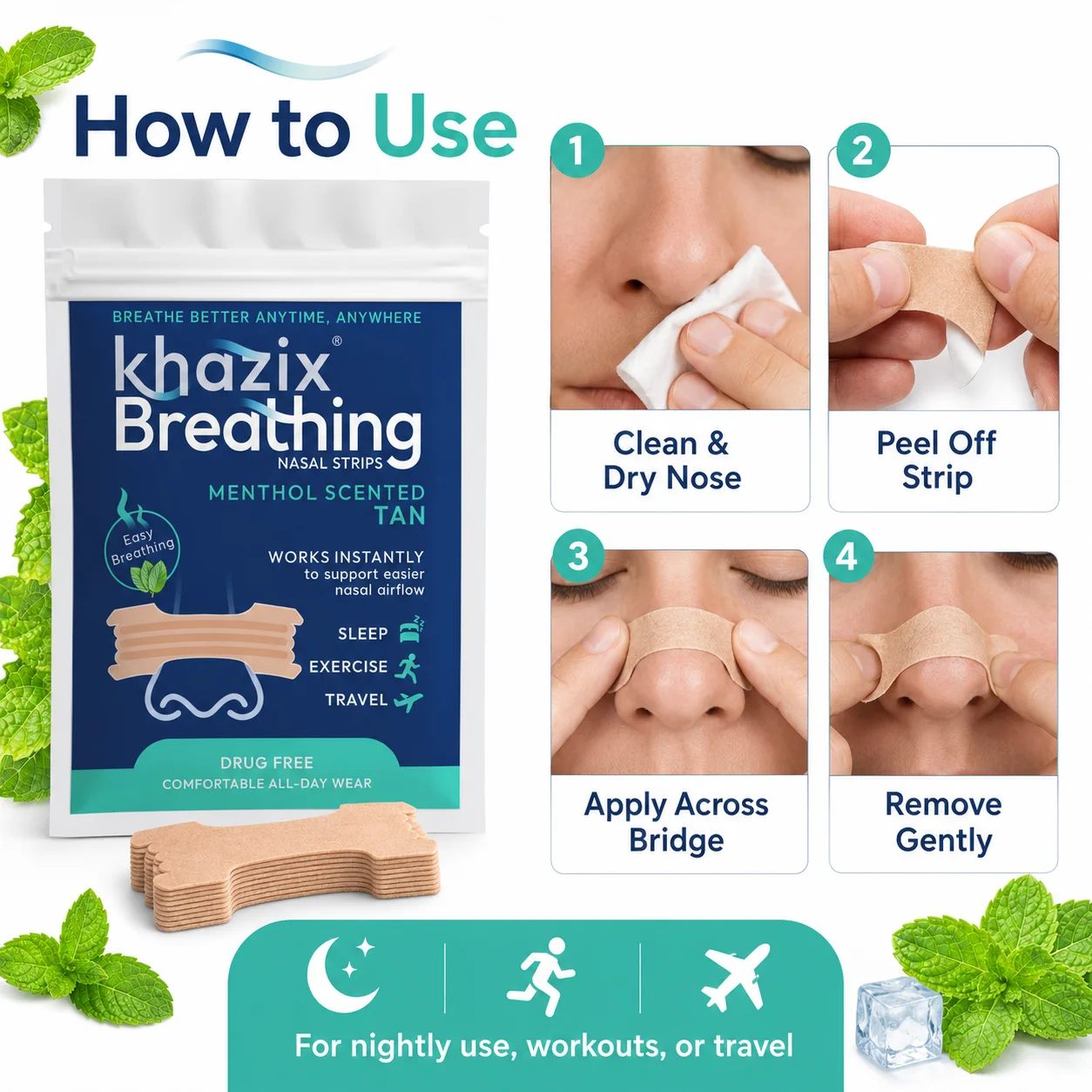30/5pcs Mint Scented Nasal Str - Skincare The Originote recension och pris