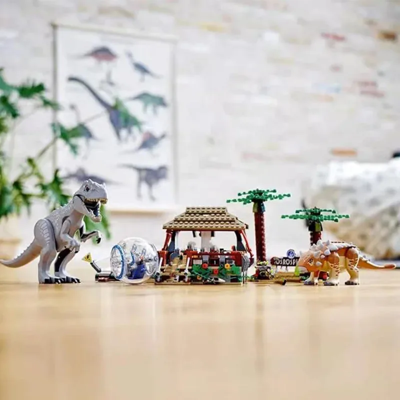 Dinosaur Movie Series Building Blocks Set compatibili Indominus Rex vs. Ankylosaurus Giocattoli del mondo per bambini Assemblaggio di regali75941