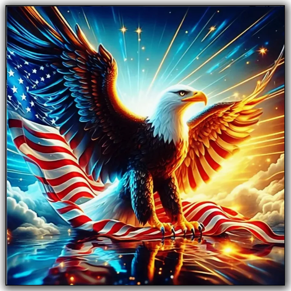 

Американский флаг и белый орлан, полная круглая квадратная алмазная живопись «сделай сам», алмазное искусство, мозаичная вышивка, набор для вышивки крестом, птица