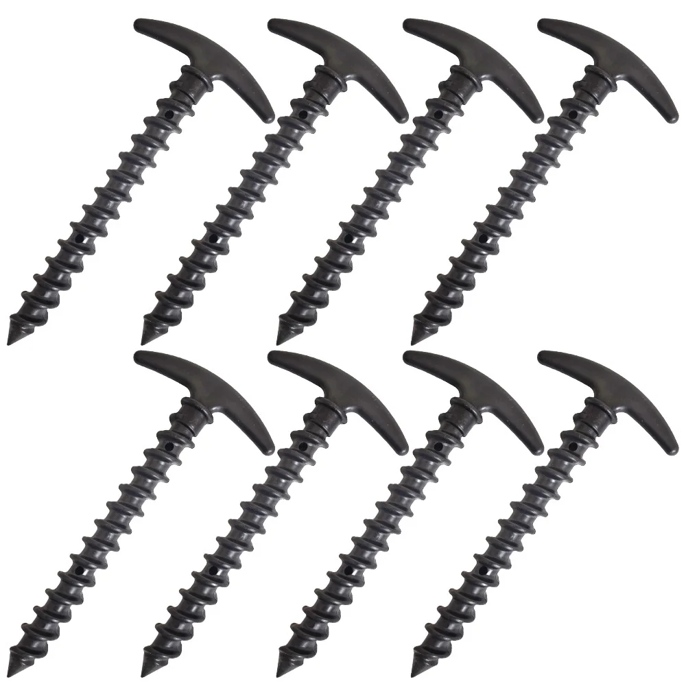 8pcs Screw Anchor Stakes Ground Nail Outdoor Camping Tent Pe