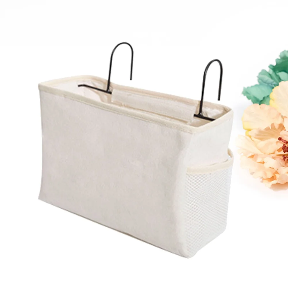 

1pc Felt Fabric Bedside Storage Bag Large Capacity Hanging Organizer For Dorm Car Bed Rails Hospital Sofa Door Use White