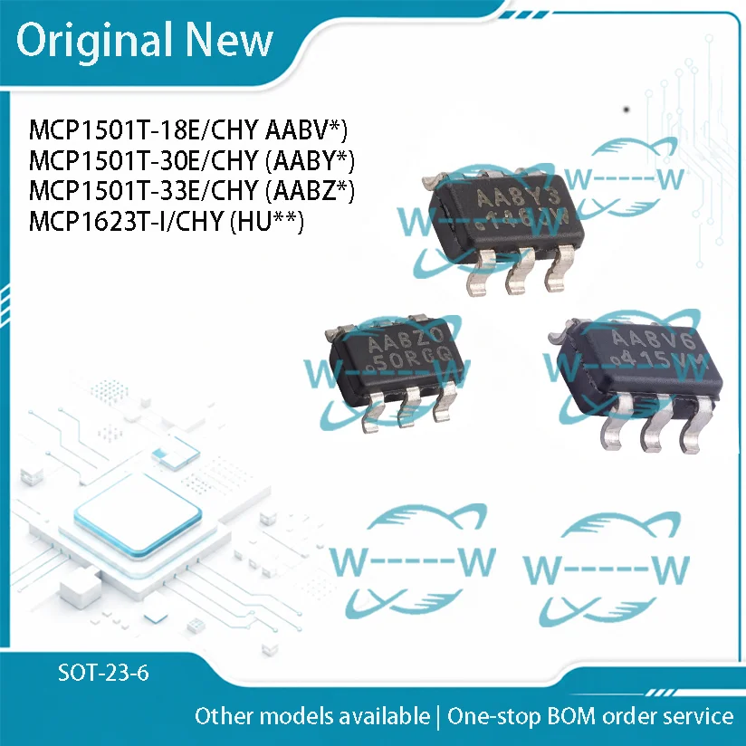 5-50PCS) MCP1501T-18E/CHY AABV MCP1501T-30E/CHY AABY MCP1501T-33E/CHY AABZ MCP1623T-I/CHY HU MCP1501 MCP1623 SOT23-6 new IC CHIP