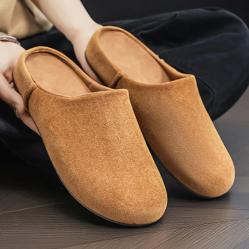 

Мужские и женские кожаные мюли больших размеров, летние и весенние, без застежек, на низком каблуке, модные, удобные, закрытые