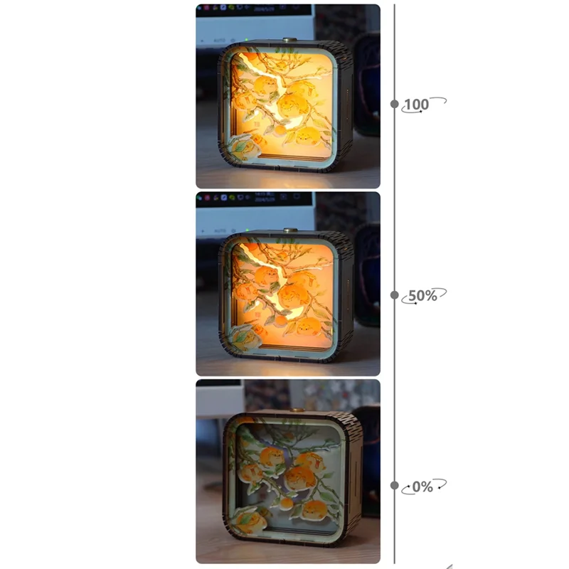 F-3C هدايا ضوء الليل اليد اللمس الكرتون DIY أضواء جو ستيريو خشبية هدايا موسم التخرج