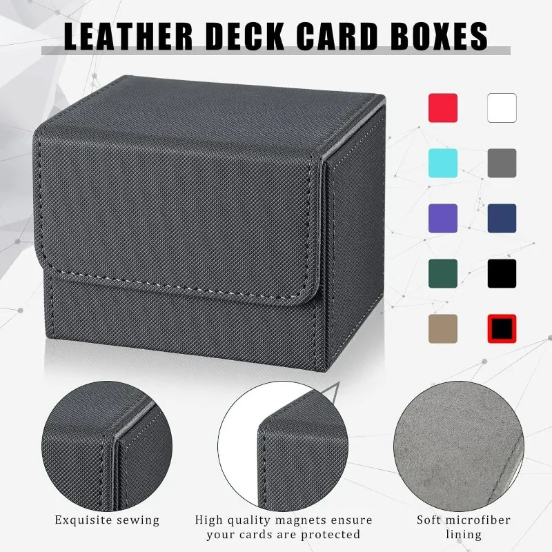New Trend Solid Color 100+ Storage Box Trading Card PU Leather Commander Card Magnetic Sealing Box Star Hobby Magic Game Card