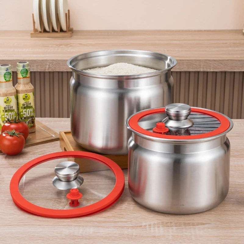 

Sturdy Stainless Steel Kitchen Storage Jar Locking Lid Dry Organizers