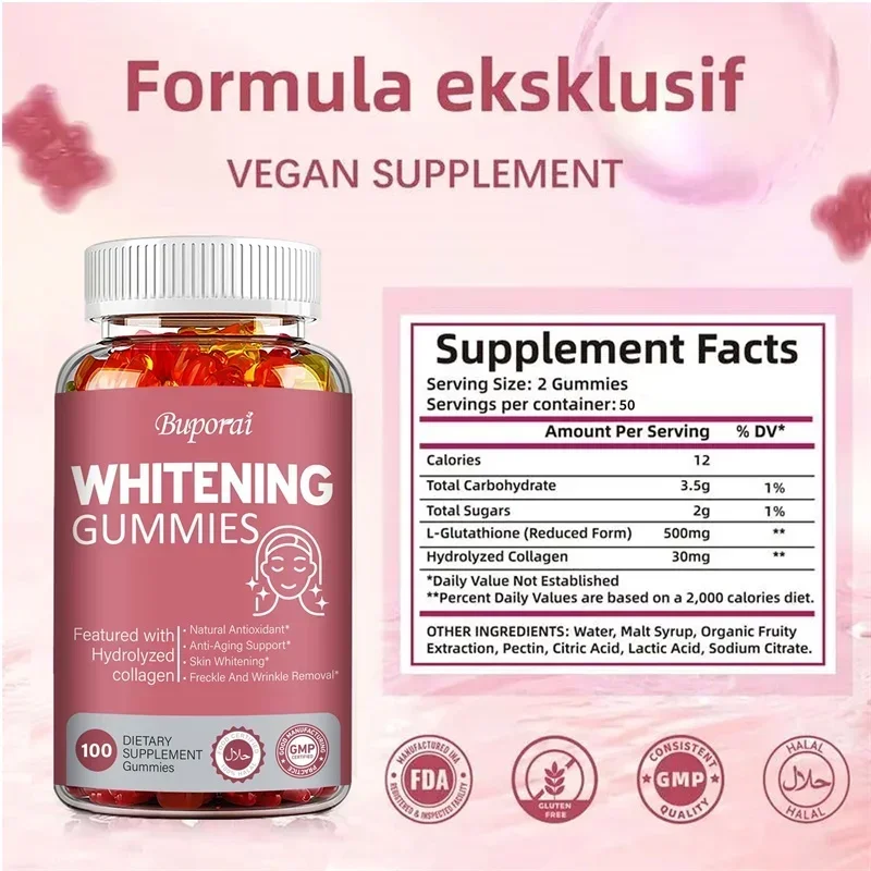 Whitening Gummies - Anti-aging, Verlicht vlekken, Schoonheid Huidverzorging, Anti-oxidatie, Hydrateert de huid