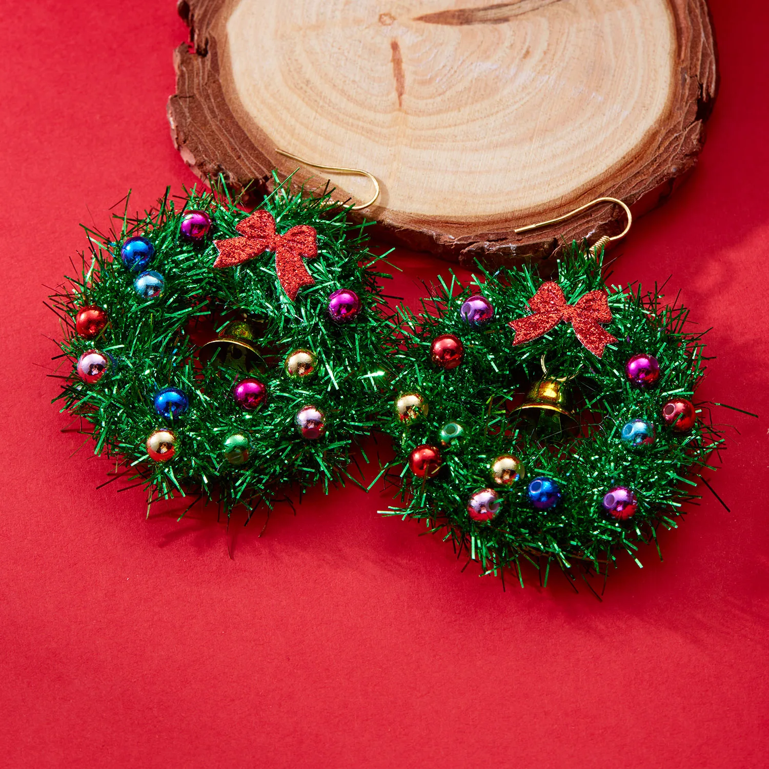 Kreative Grüne Farbe Weihnachten Girlande Bogen Glocke Anhänger Ohrringe für Frauen Mode Weihnachten Baum Ohrringe Neue Jahr Ohr Schmuck Geschenk – Detail 10