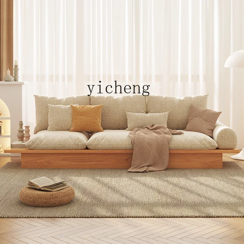 

XL Log Style Fabric Sofa Living Room Storage Tatami Solid Wood Deck Sofa