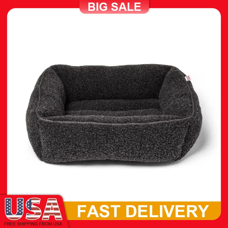 

Cuddler Rectangle Dog Bed Soft Small Medium 20lbs 50lbs Black Cloud Gray Forged Iron Machine Washable Pet Bed