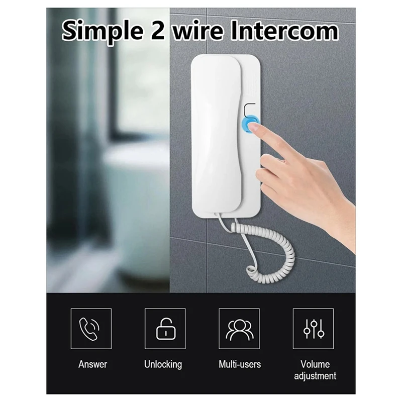 Bel pintu 2 kawat Audio telepon tanpa stasiun Outdoor interkom elektronik apartemen bangunan pintu Handset