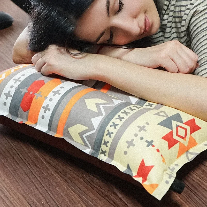 Camping Pillow Self‑Inflating for Airplane Sleeping, Hiking, Backpacking & Outdoor Use - Small & Portable for Car, Camp & Tent