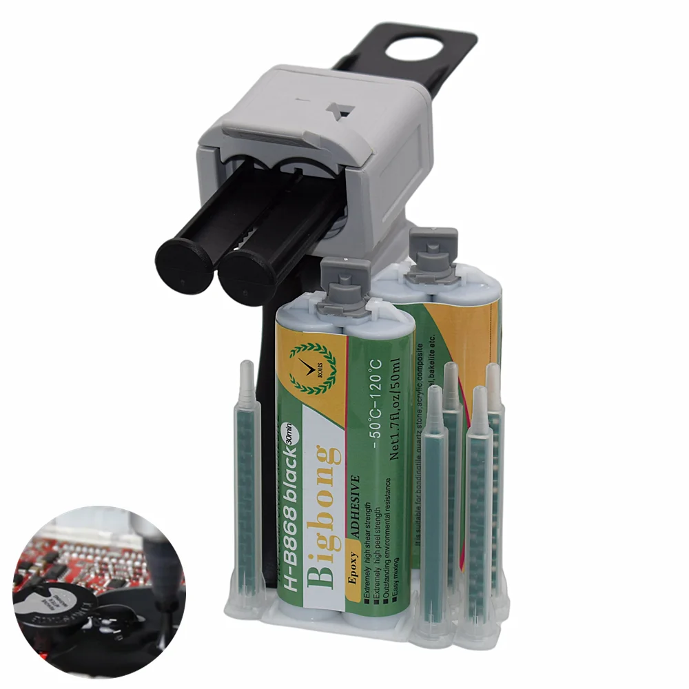 5 Stück statische Mischdüsen & 2 Stück 50ml Epoxidharzkleber für hohe Temperaturen -50 ℃ -120 ℃ 1:1 Schwarzer AB-Kleber & 50ml 1:1 AB-Klebepistolen – Detail 3