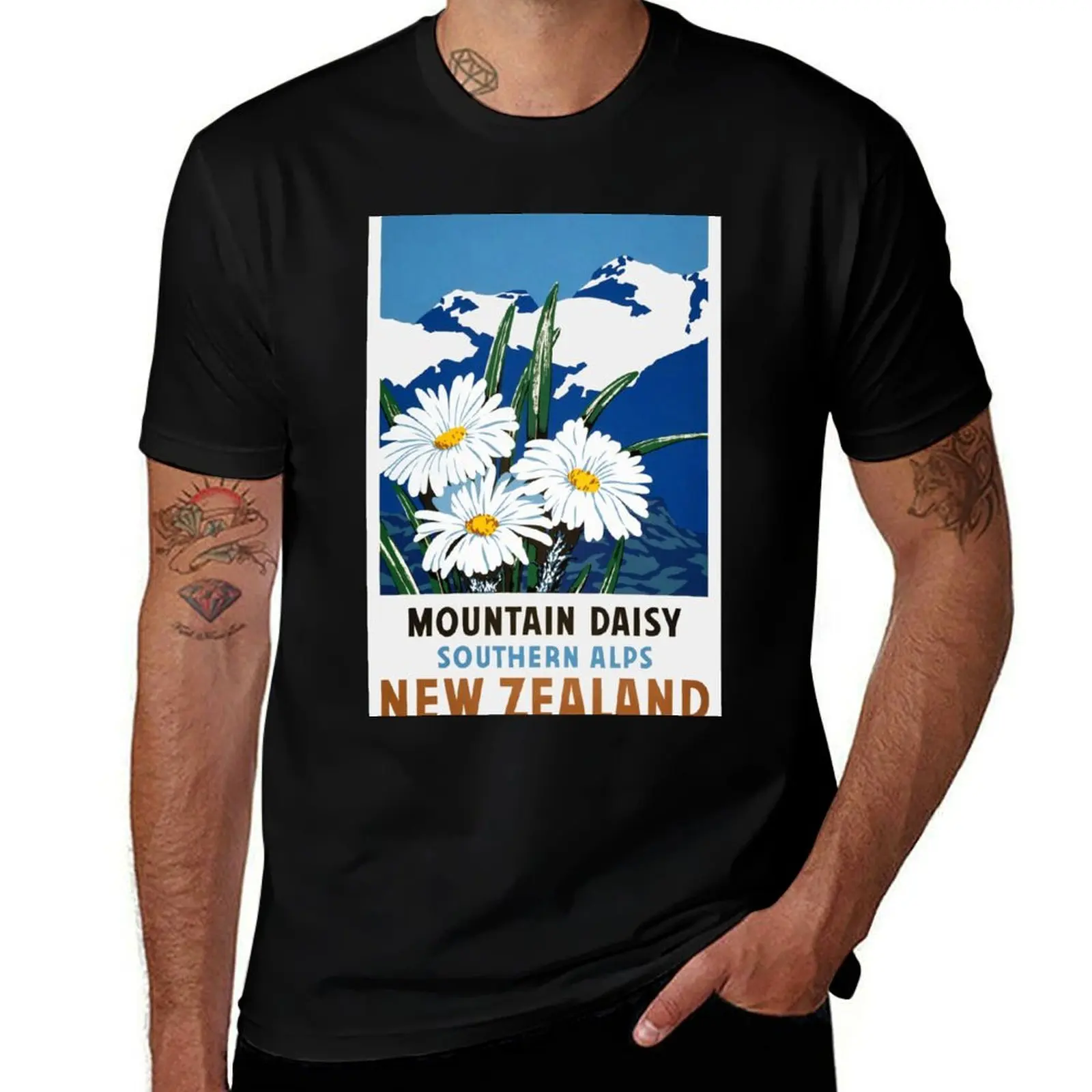 New Zealand Vintage Travel Poster Restored T-Shirt Plus Size Lightweight Tee Shirt T-Shirt