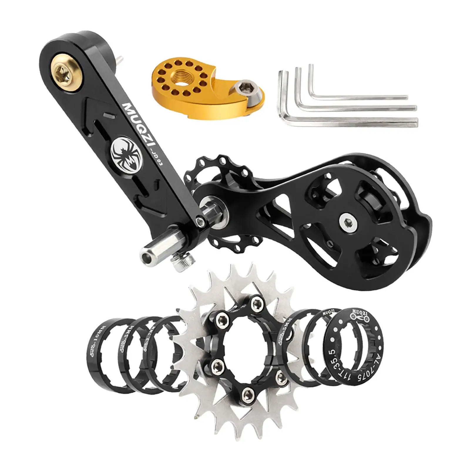 Mountain Bike Single Speed Conversion Kit with Spacers Repairing Torque Regulator Wrench Outdoor Riding Single Speed Cassette