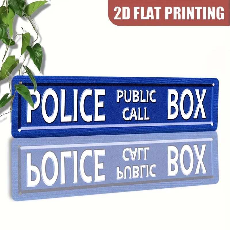 1pc, Vintage Metal Police Box Metal Decorative Sign and Ornament, Suitable for Home, Porch, Terrace, Backyard, Garage, Café,