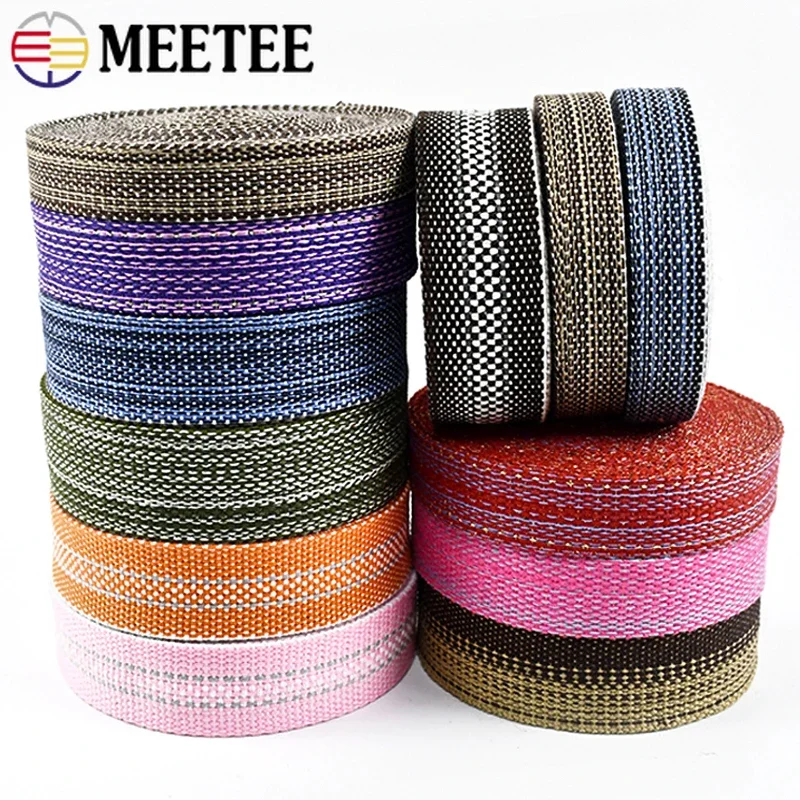 1/2/3/4/5M Cotton Ramie Webbing Strap Tape Jacquard Band Backpack Bag Belt Ribbons DIY Sewing Biasband Clothing Accessories