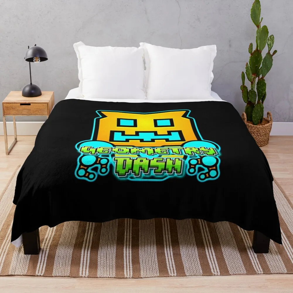 

Geometry Dash Throw Blanket Bed warm for winter Shaggy Retros Blankets