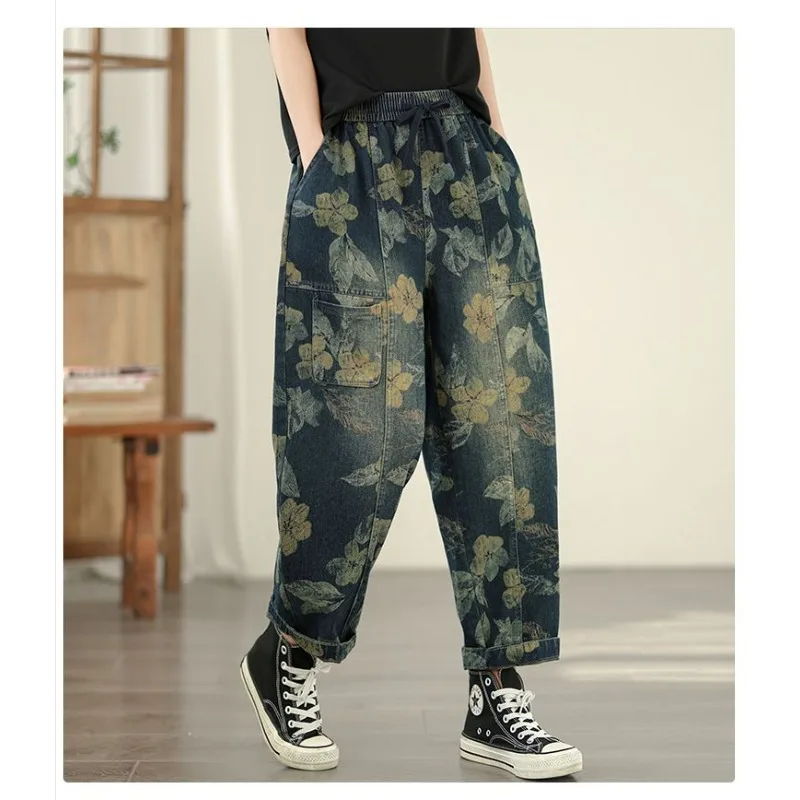 

spring autumn women jeans loose wide leg plus size for curvy ladies casual fashion high waisted slim and comfortable daily wear