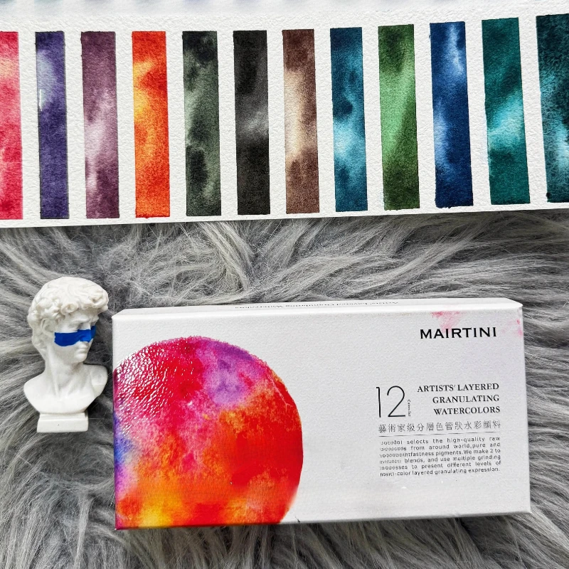 Mairtini New Planet Series Layered Color Watercolor Pigment Set 12 Colors 5ml Tube Precipitation Color Painting Art Supplies